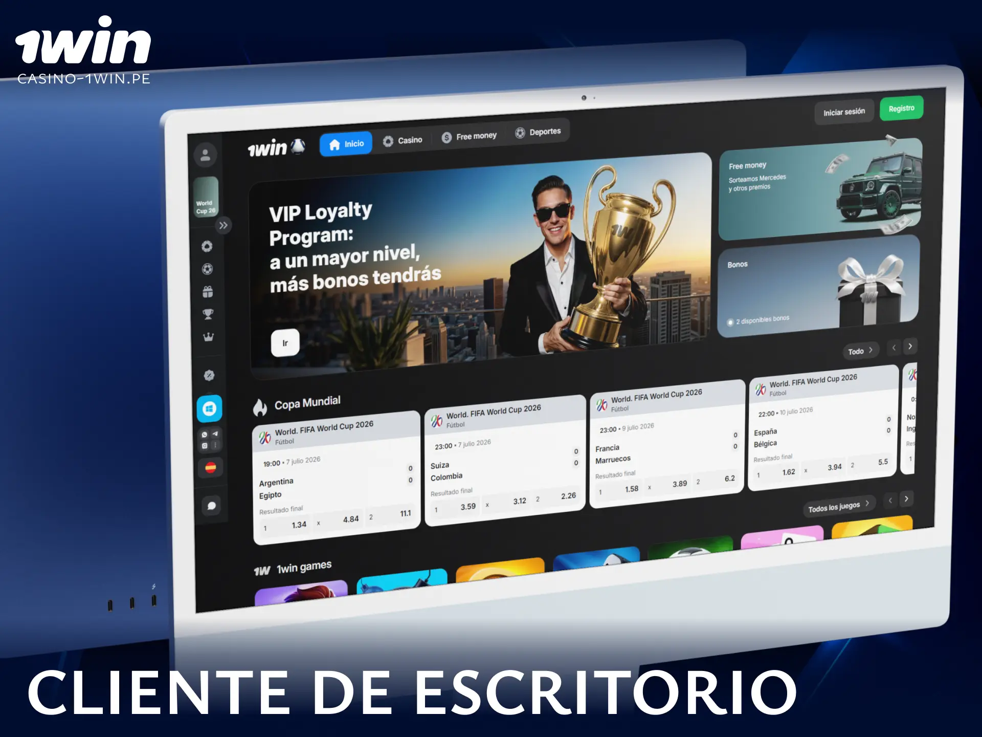 Descarga el cliente de escritorio oficial de 1win para computadoras con Windows y macOS.
