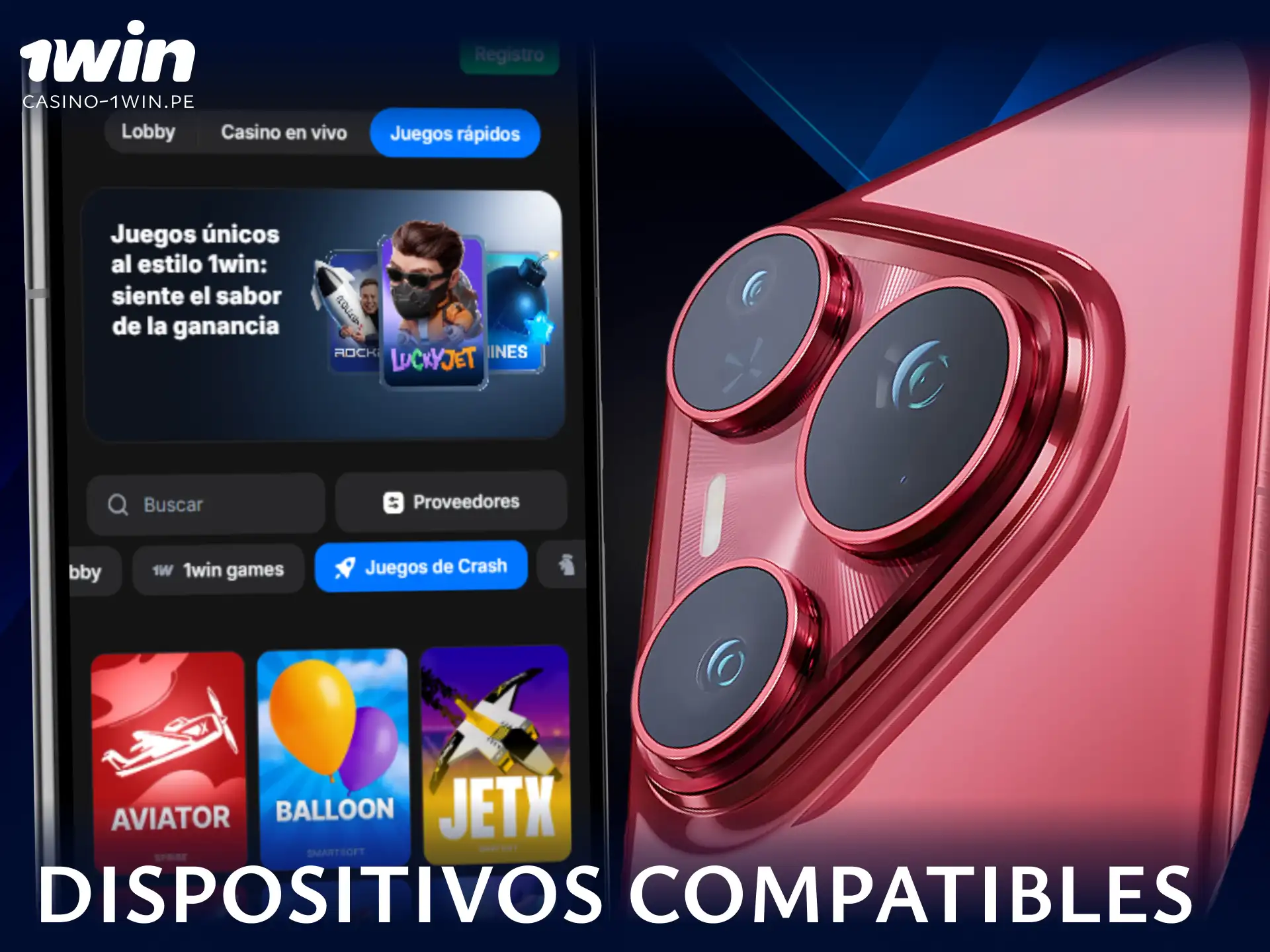 Revisa la lista de los teléfonos inteligentes Android compatibles con la aplicación móvil de 1win.