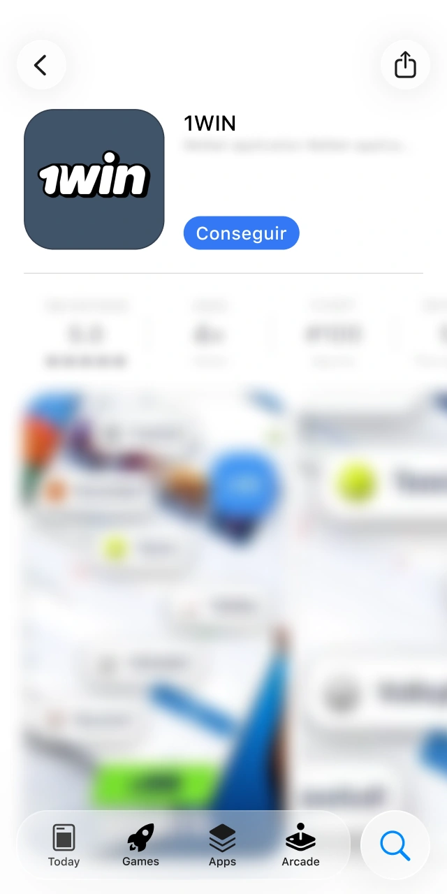 Abre la tienda oficial de aplicaciones App Store de Apple desde el enlace proporcionado por la plataforma 1win.