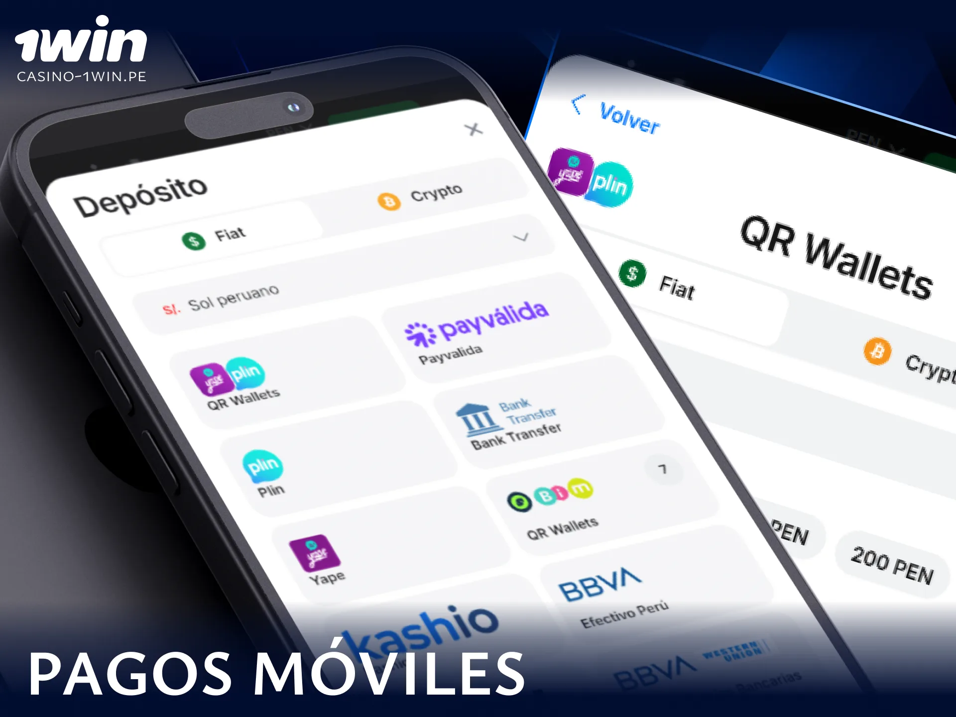 Realiza depósitos y retiros de forma rápida y segura en soles desde la interfaz móvil de 1win Perú.