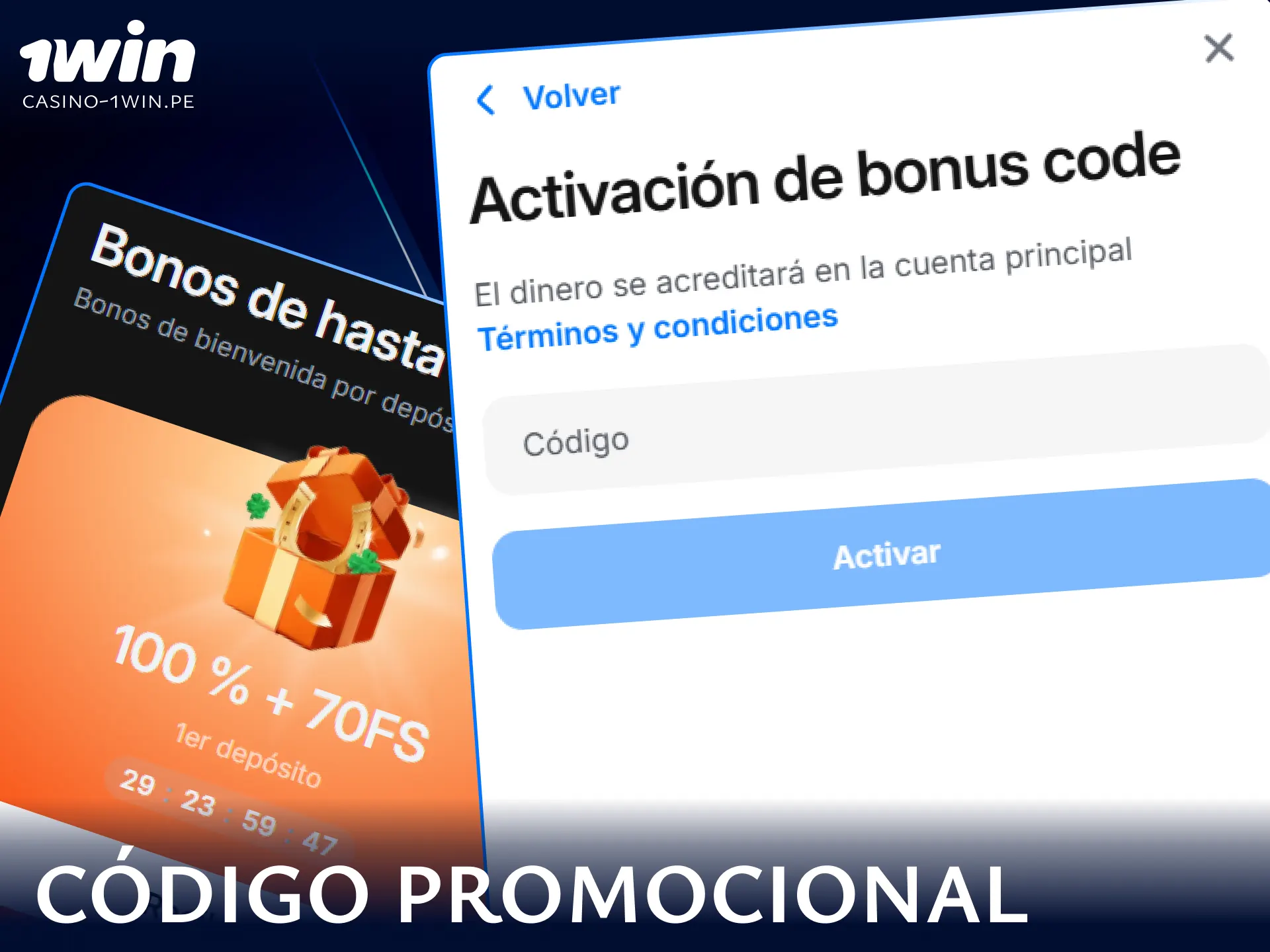 Utiliza el código promocional oficial de 1win Perú para activar beneficios adicionales en tu cuenta.