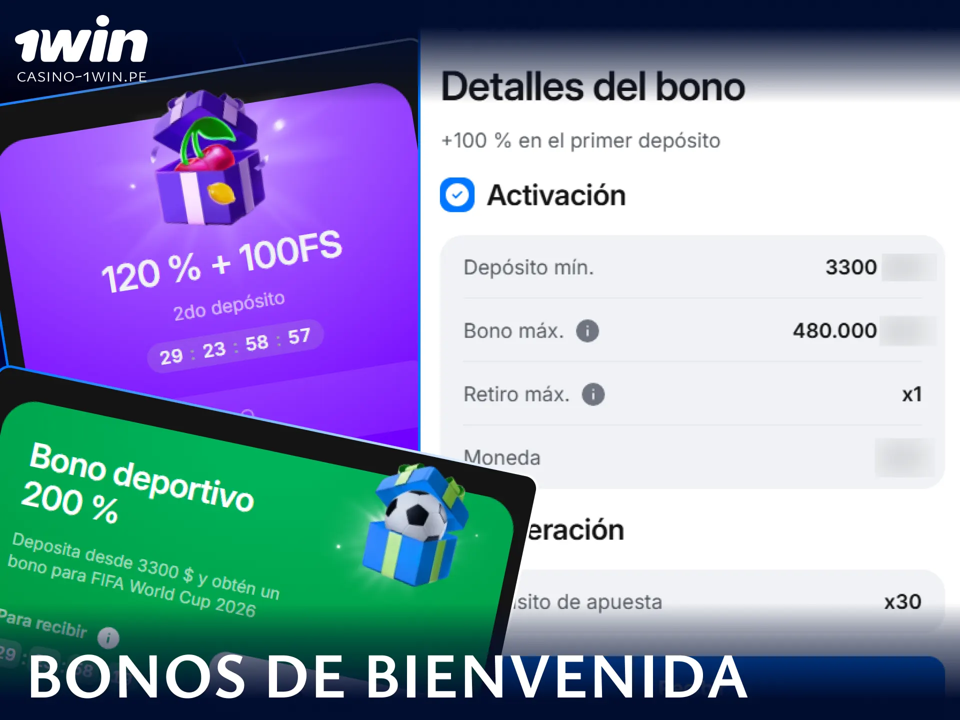 Explora los mejores bonos de bienvenida disponibles para los nuevos jugadores de 1win en Perú.