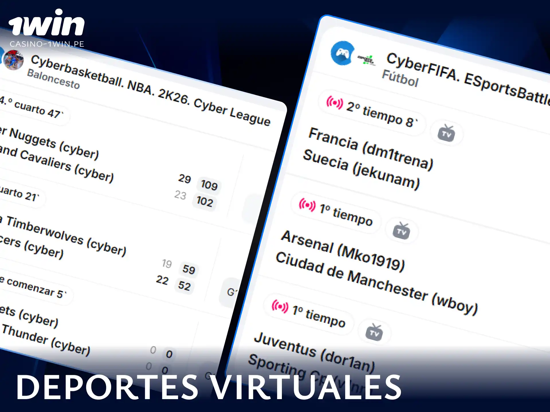 Explora la sección de apuestas en deportes virtuales y simulaciones en línea en 1win.