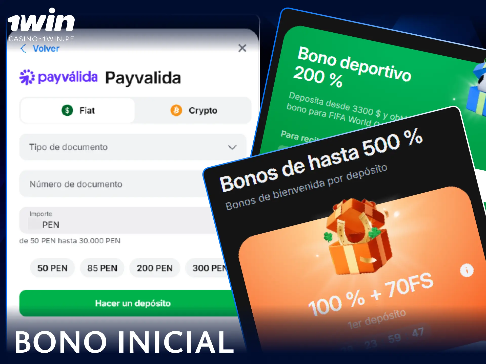 Aprende cómo activar el bono por tu primer depósito y aumentar tu saldo disponible en 1win Perú.