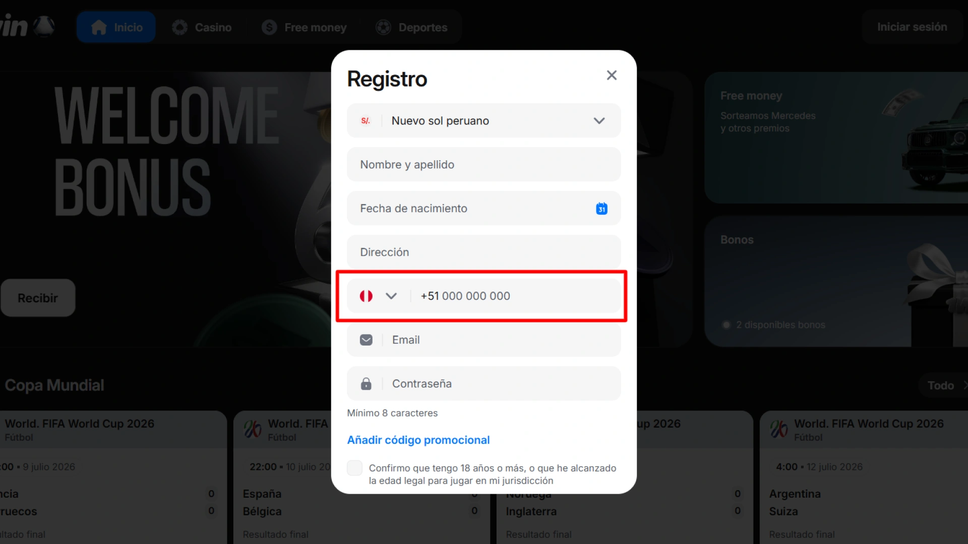 Selecciona tu método de registro preferido, ya sea rápido o a través de redes sociales en la plataforma 1win.